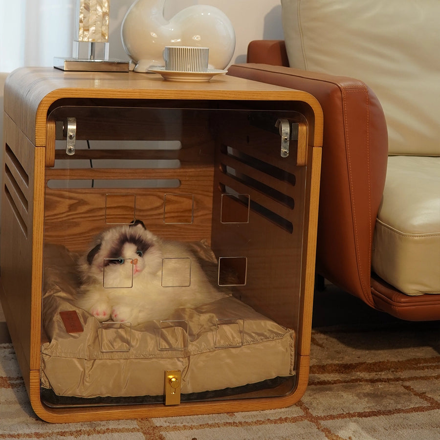 Cozy Pet Pod Side Table — A side table and cozy retreat for your pet.